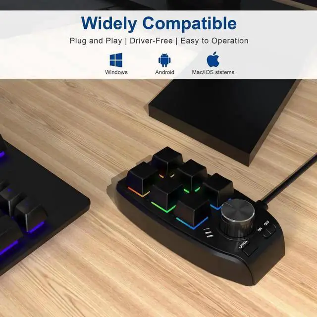 Alt view image 3 of 5 - WRIARICH 6 Keys 1 Knob Bluetooth Wireless RGB Programmable Mechanical Gaming Macro Keypad