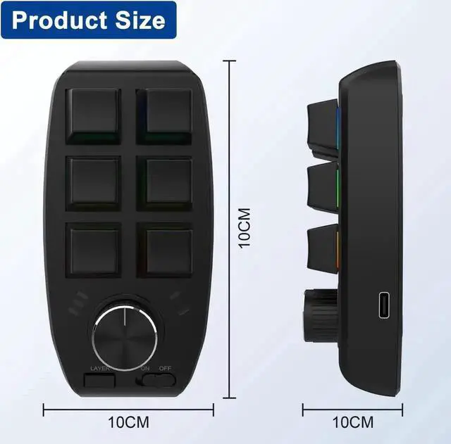 Alt view image 4 of 5 - WRIARICH 6 Keys 1 Knob Bluetooth Wireless RGB Programmable Mechanical Gaming Macro Keypad