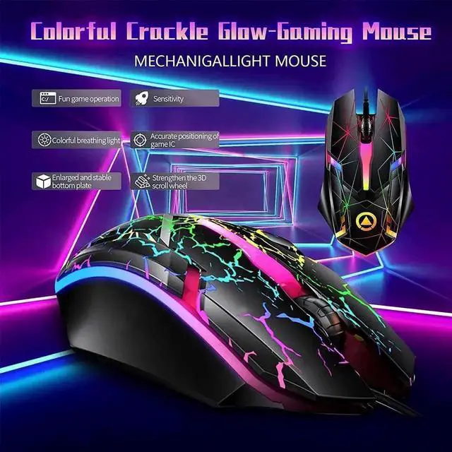 Alt view image 5 of 7 - WRIARICH USB Wired Luminous Gaming Mouse, Ergonomic Colorful RGB Optical Mouse 1200DPI for PC Laptop Gaming Office, Star Light Effect