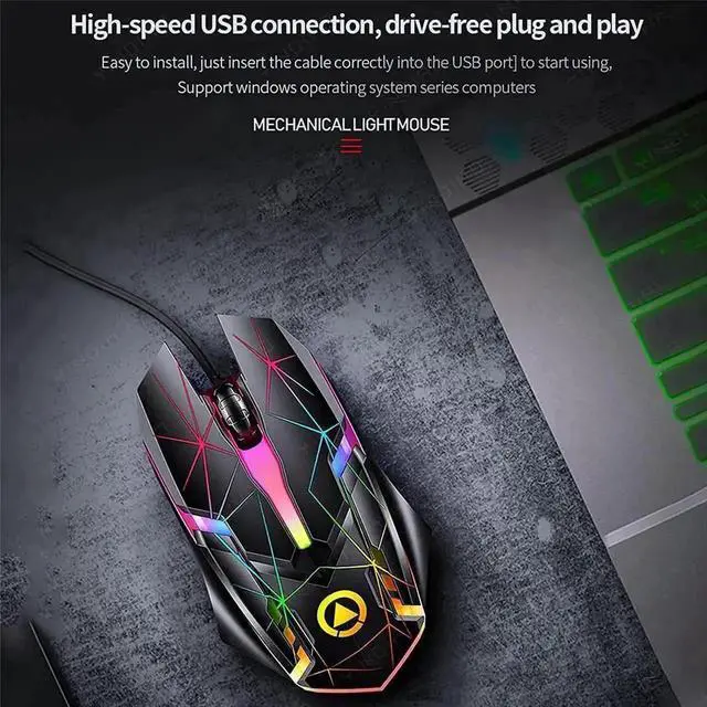 Alt view image 6 of 7 - WRIARICH USB Wired Luminous Gaming Mouse, Ergonomic Colorful RGB Optical Mouse 1200DPI for PC Laptop Gaming Office, Star Light Effect