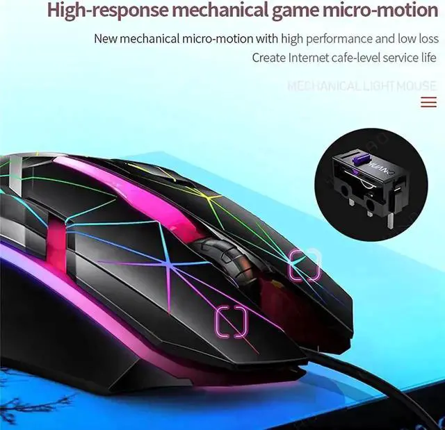 Alt view image 7 of 7 - WRIARICH USB Wired Luminous Gaming Mouse, Ergonomic Colorful RGB Optical Mouse 1200DPI for PC Laptop Gaming Office, Star Light Effect