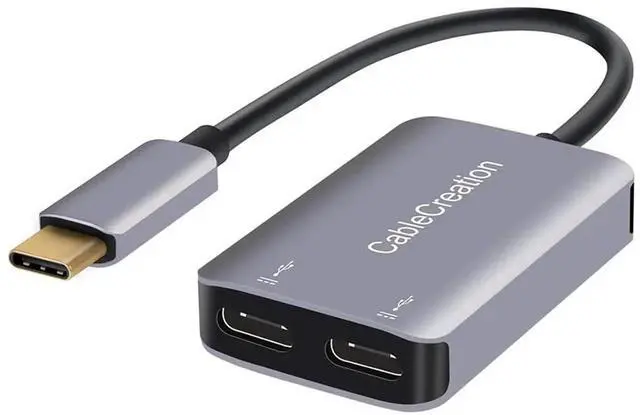 Main image of WRIARICH Grey 2-in-1 USB C Splitter, USB C Audio & PD Fast Charging Dongle Compatible with iPhone 15/16 Series, iPad, MacBook, Galaxy S24/S23/S22+, Pixel 9/8/7+