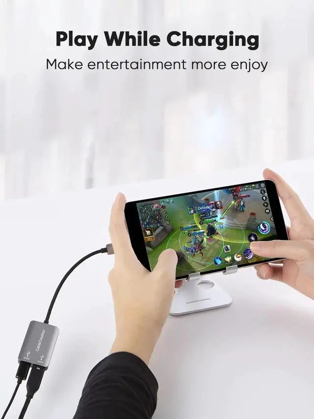Alt view image 4 of 7 - WRIARICH Grey 2-in-1 USB C Splitter, USB C Audio & PD Fast Charging Dongle Compatible with iPhone 15/16 Series, iPad, MacBook, Galaxy S24/S23/S22+, Pixel 9/8/7+