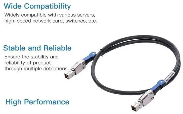 Alt view image 3 of 6 - WRIARICH 0.5M Mini SAS HD Storage Cable, Dual SFF-8644 Male to Male High Density Server RAID Interconnect Cable