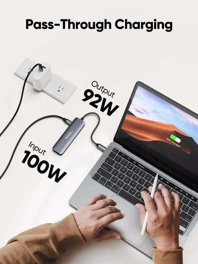 Alt view image 3 of 6 - CableCreation 5-in-1 USB C Multiport Adapter, 4K HDMI Output, 100W PD Charging, 3×USB 3.0 High Speed Ports, Portable USB C Dock Compatible with MacBook Pro/Air M1/M2, iPad Pro, Surface Pro, Dell XPS