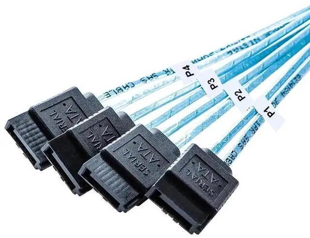 Alt view image 5 of 5 - WRIARICH 1M SFF-8644 External HD Mini SAS to 4 SATA 7Pin Breakout Cable, 3.3FT 12Gbps Server RAID Hard Drive Data Cable