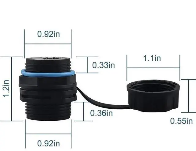 Alt view image 3 of 7 - WRIARICH 2 Pack Waterproof Panel Mount RJ45 Coupler, Shielded Pure Copper Female to Female Ethernet Connector with Dust Cap, Outdoor LAN Adapter Compatible with Cat5/Cat6/Cat6A/Cat7 Network Cables