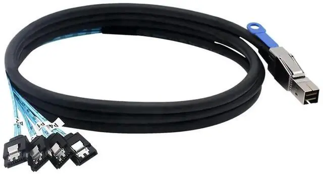 Alt view image 4 of 5 - WRIARICH 1M SFF-8644 External HD Mini SAS to 4 SATA 7Pin Breakout Cable, 3.2FT 12Gbps Server RAID Hard Drive Data Cable