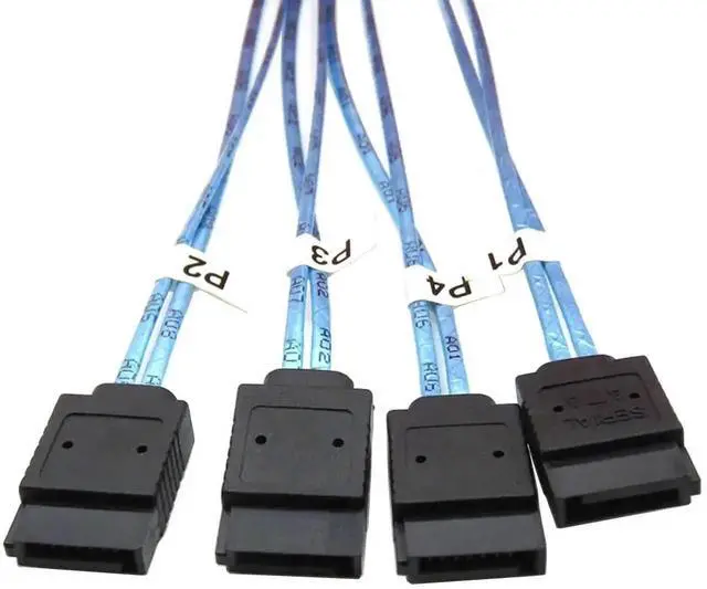 Alt view image 2 of 5 - WRIARICH 1M SFF-8644 External HD Mini SAS to 4 SATA 7Pin Breakout Cable, 3.2FT 12Gbps Server RAID Hard Drive Data Cable
