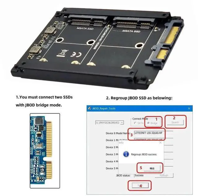 Alt view image 2 of 7 - WRIARICH Dual mSATA to 2.5" SATA RAID Bridge Adapter, Support RAID0/JOBD/Span for 2.5-inch Drive Enclosure