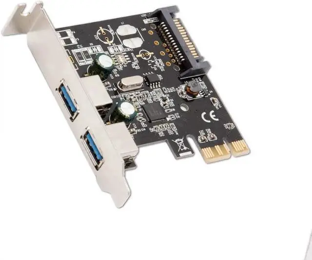 Alt view image 2 of 3 - WRIARICH USB 3.0 PCIe X1 Expansion Card with 2 External Type-A Ports, Renesas Chipset, SATA Power Required for Desktop Motherboard, Model SD-PEX20160