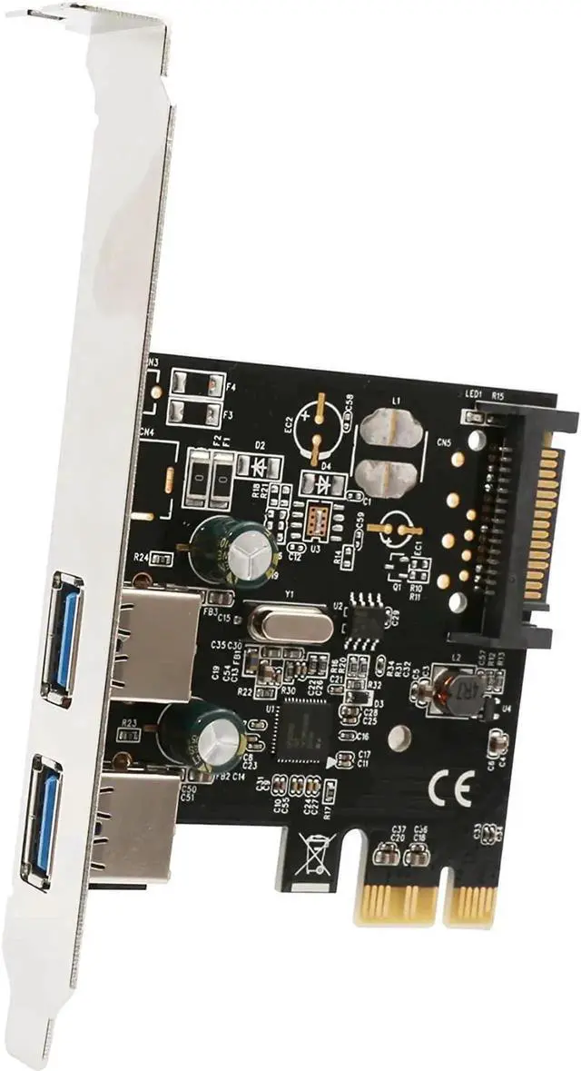 Alt view image 3 of 3 - WRIARICH USB 3.0 PCIe X1 Expansion Card with 2 External Type-A Ports, Renesas Chipset, SATA Power Required for Desktop Motherboard, Model SD-PEX20160