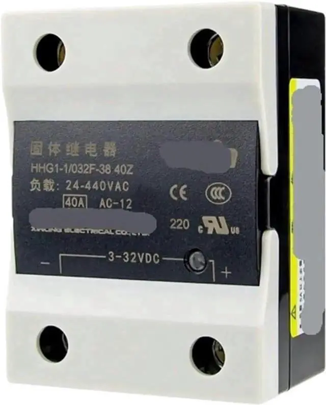 Alt view image 3 of 3 - WRIARICH HHG1-1/032F-38 Single Phase Solid State Relay, 40A DC 24V Control AC 220V SSR Module, DC to AC Relay (Model: HHG1-1/032F-38 25Z)