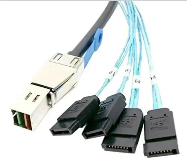Alt view image 3 of 3 - WRIARICH 1M External SFF-8644 to 4×7Pin SATA Breakout Cable, 12Gbps Mini SAS HD Server Storage Cord
