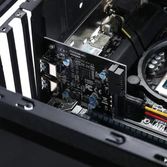 Alt view image 6 of 7 - WRIARICH PCI-E USB 3.2 Gen1 Expansion Card, 2×USB-A 5Gbps + 20Pin Front Header, SATA Power Supply