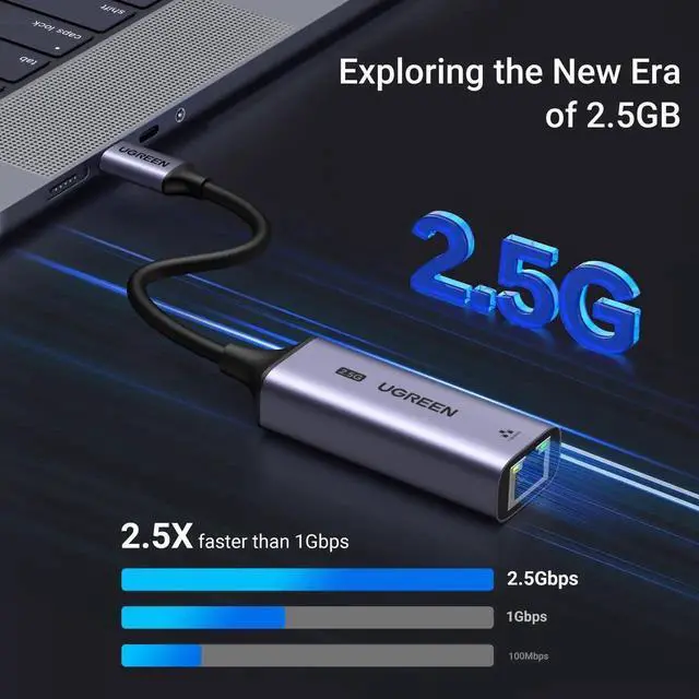 Alt view image 5 of 7 - WRIARICH 2.5G USB-C to RJ45 Ethernet Adapter, Aluminum Thunderbolt 3/4 Compatible 2500Mbps LAN Network Dongle for NAS, MacBook Air/Pro, Dell XPS, iPhone 15 Pro/Max