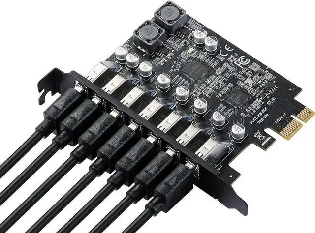 Alt view image 2 of 5 - WRIARICH PCIe X1 to 7-Port USB 3.0 Expansion Card, 5Gbps High Speed PCI Express USB Hub Controller Adapter, Compatible with Windows 11/10/8/7/XP/Vista, Full Height Bracket Included
