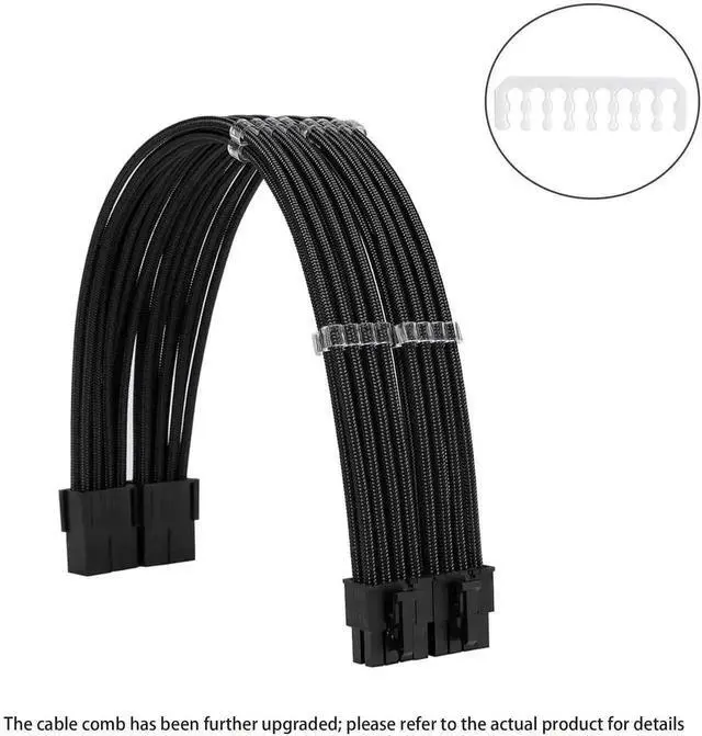 Alt view image 2 of 6 - WRIARICH Black Braided PSU Extension Cable Kit, 18AWG ATX 24Pin + EPS 8Pin + PCI-E 8Pin Cables with Cable Combs for Motherboard & GPU