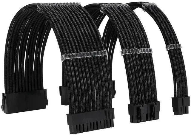 Alt view image 5 of 6 - WRIARICH Black Braided PSU Extension Cable Kit, 18AWG ATX 24Pin + EPS 8Pin + PCI-E 8Pin Cables with Cable Combs for Motherboard & GPU