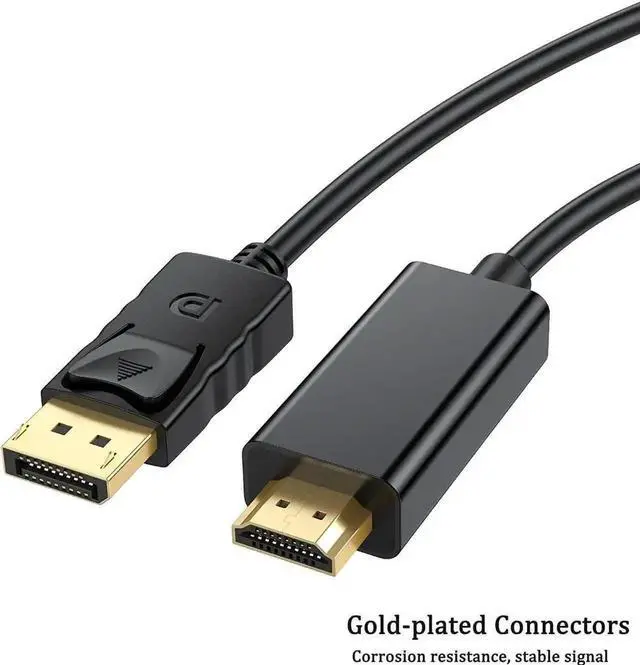 Alt view image 6 of 6 - WRIARICH 10FT DP to HDMI Male to Male Cable, Uni-Directional DisplayPort to HDMI Cord Supports 1080P@60Hz Synchronized Audio & Video for Monitor Desktop Laptop Projector HDTV