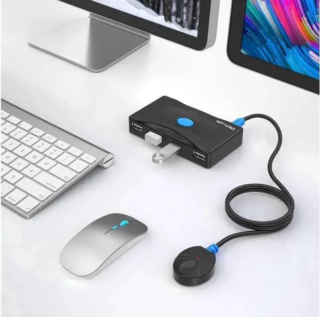 Alt view image 4 of 7 - WRIARICH 2 In 4 Out USB 3.0 Switch Selector, 5Gbps High Speed 4-Port Peripheral Sharing Switcher for 2 PCs to Share Keyboard Mouse Printer Scanner Laptop, Comes with 2 USB Cables