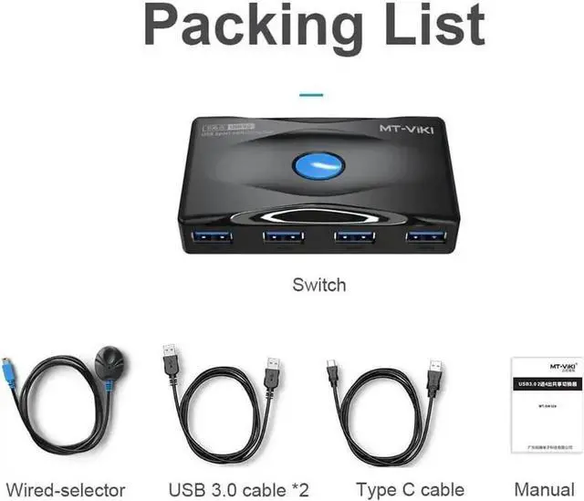 Alt view image 6 of 7 - WRIARICH 2 In 4 Out USB 3.0 Switch Selector, 5Gbps High Speed 4-Port Peripheral Sharing Switcher for 2 PCs to Share Keyboard Mouse Printer Scanner Laptop, Comes with 2 USB Cables