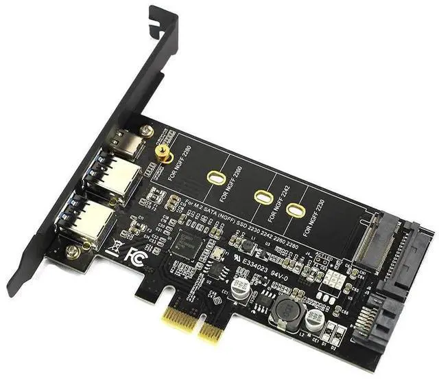 Main image of WRIARICH M.2 B Key SATA SSD PCIe 3.0 Adapter Card with 2 USB3.0 + Type-C Port, Support 2230 2242 2260 2280 NGFF Drives