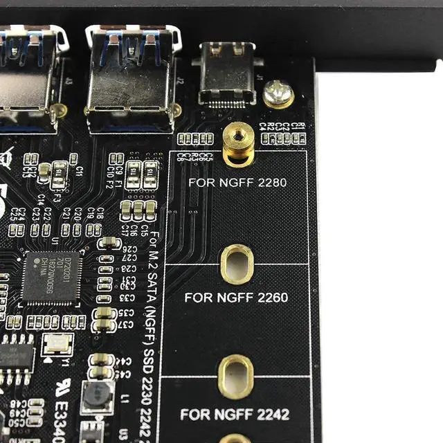 Alt view image 3 of 6 - WRIARICH M.2 B Key SATA SSD PCIe 3.0 Adapter Card with 2 USB3.0 + Type-C Port, Support 2230 2242 2260 2280 NGFF Drives