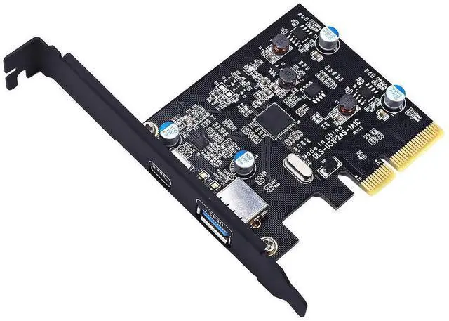 Alt view image 2 of 7 - WRIARICH PCIe 4X USB3.1 10Gbps Expansion Card ASM1142 Chip, 1×USB-A +1×USB-C External Riser Adapter