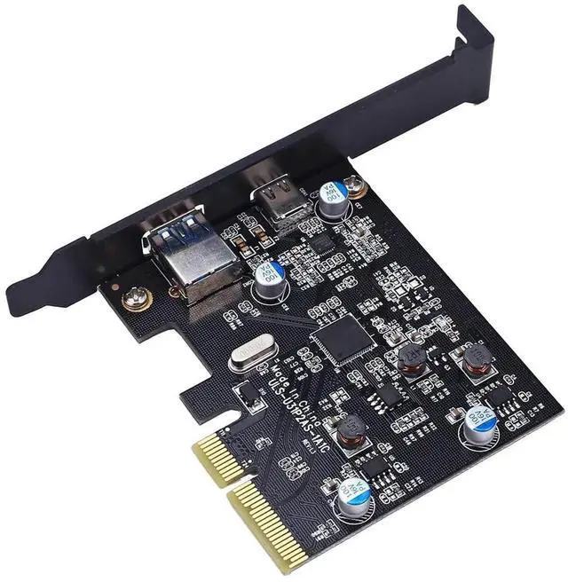 Alt view image 3 of 7 - WRIARICH PCIe 4X USB3.1 10Gbps Expansion Card ASM1142 Chip, 1×USB-A +1×USB-C External Riser Adapter