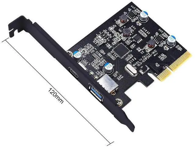 Alt view image 6 of 7 - WRIARICH PCIe 4X USB3.1 10Gbps Expansion Card ASM1142 Chip, 1×USB-A +1×USB-C External Riser Adapter