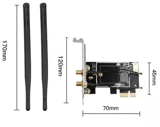 Alt view image 4 of 6 - WRIARICH M.2 to PCIe 1X Desktop WiFi Adapter Card with Bluetooth Cable, Compatible with AX210 AX200 AC9260 8265 8260 7265 7260 1535 QCNFA344