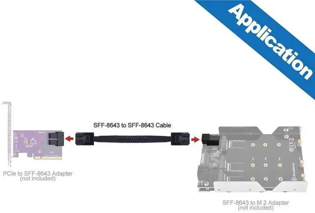 Alt view image 4 of 4 - WRIARICH 1m/3.3ft 2 Pack Internal 12G Mini SAS HD Cable SFF-8643 to SFF-8643 with Sideband, 100-Ohm Impedance for NVMe Backplane & RAID Card, Support Hot-Swap & SATA