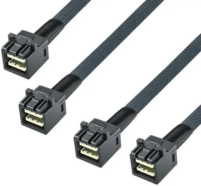 Main image of WRIARICH 1m/3.3ft 2 Pack Internal 12G Mini SAS HD Cable SFF-8643 to SFF-8643 with Sideband, 100-Ohm Impedance for NVMe Backplane & RAID Card, Support Hot-Swap & SATA