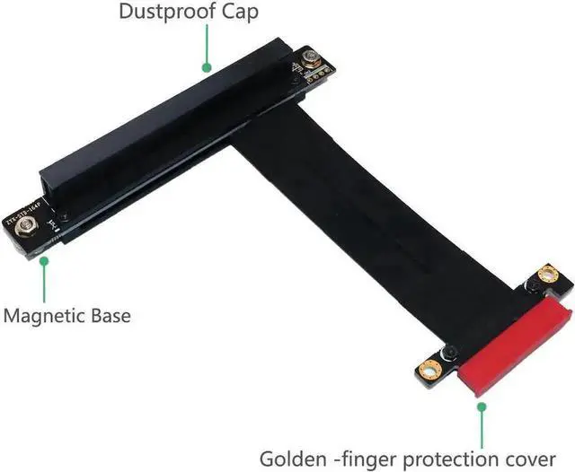 Alt view image 3 of 6 - WRIARICH PCIe 4X to 16X Riser Cable, Flexible GPU Extension Cord for Desktop PC