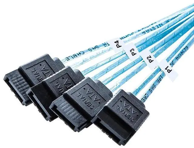 Alt view image 3 of 5 - WRIARICH 1M SFF-8644 External HD Mini SAS to 4 SATA 7Pin Breakout Cable, 3.3FT 12Gbps RAID Controller to Hard Drive Backplane Cable