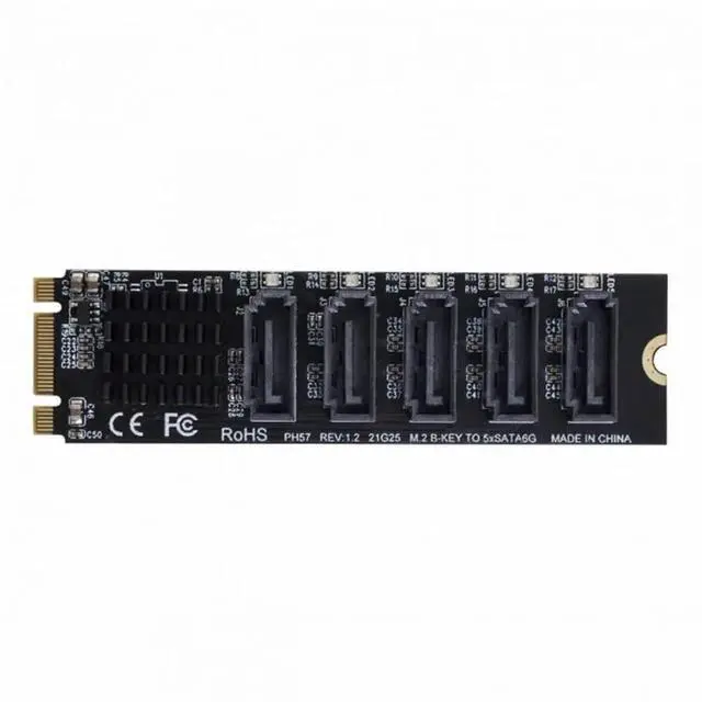 Alt view image 6 of 7 - WRIARICH M.2 NGFF Key B+M to SATA 3.0 6Gbps 5 Ports Adapter with JMB575 PM Port Multiplier, 2280 M.2 SATA Storage Expansion Converter for Desktop PC NAS