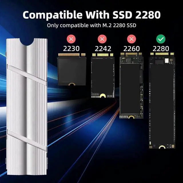 Alt view image 4 of 7 - WRIARICH Silver Double-Sided Aluminum M.2 2280 SSD Heatsink with Thermal Pads, Cooling Radiator for PCIe NVMe SSD PC & PS5