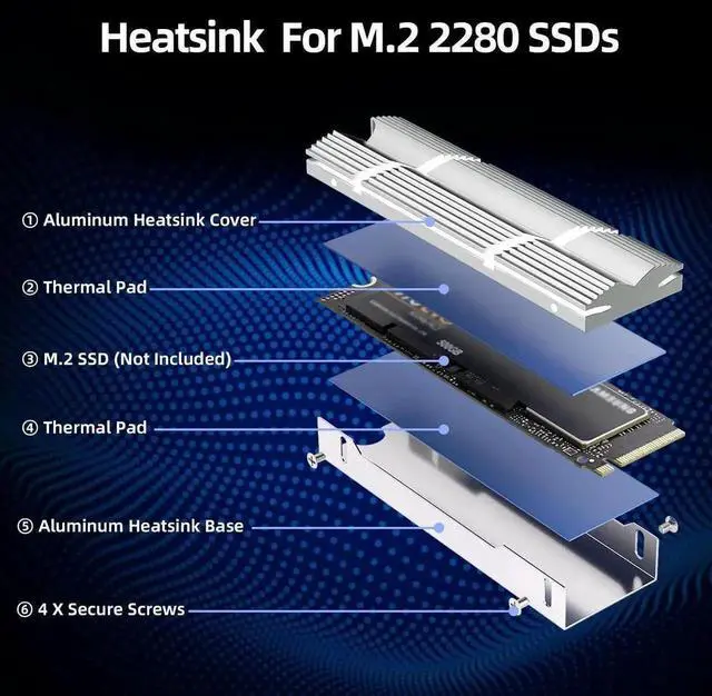 Alt view image 7 of 7 - WRIARICH Silver Double-Sided Aluminum M.2 2280 SSD Heatsink with Thermal Pads, Cooling Radiator for PCIe NVMe SSD PC & PS5