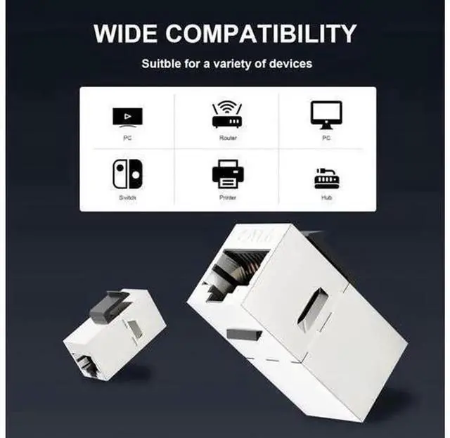 Alt view image 2 of 7 - WRIARICH 10 Pack Silver Shielded Cat6 RJ45 Inline Coupler, STP Female to Female Keystone Insert Ethernet Extension Connector, 10Gbps Network Cable Extender Compatible with Cat6/Cat5e/Cat5