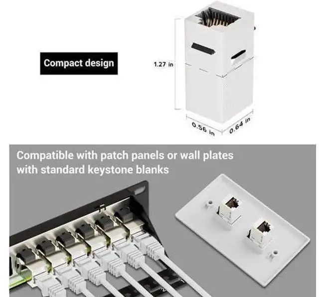Alt view image 7 of 7 - WRIARICH 10 Pack Silver Shielded Cat6 RJ45 Inline Coupler, STP Female to Female Keystone Insert Ethernet Extension Connector, 10Gbps Network Cable Extender Compatible with Cat6/Cat5e/Cat5