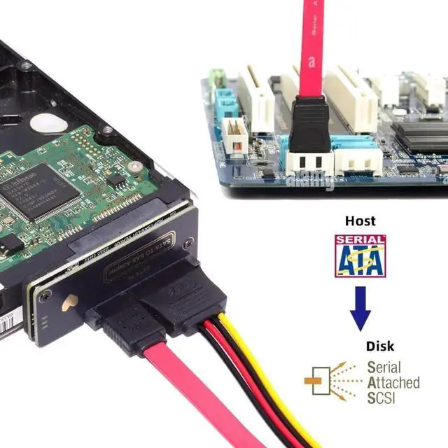 Alt view image 5 of 7 - WRIARICH SATA to SAS Adapter, SFF-8482 Converter for 2.5/3.5 Inch SAS Hard Drive Connecting to Motherboard SATA Port
