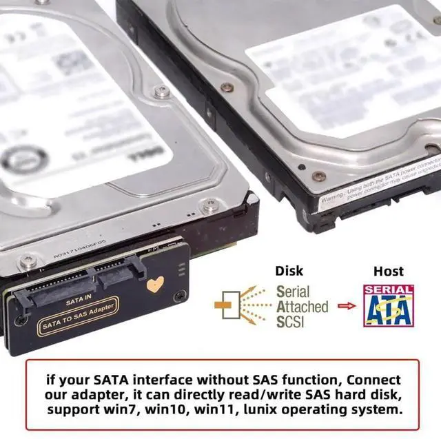 Alt view image 7 of 7 - WRIARICH SATA to SAS Adapter, SFF-8482 Converter for 2.5/3.5 Inch SAS Hard Drive Connecting to Motherboard SATA Port