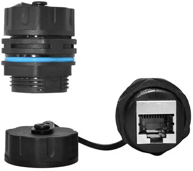 Main image of WRIARICH 2 Pack Panel Mount Waterproof Shielded RJ45 Female to Female Coupler with Dust Caps, Pure Copper Outdoor LAN Cable Extension Connector Compatible with Cat5 Cat6 Cat6A Cat7 Ethernet Cables