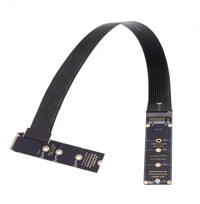 Main image of WRIARICH 30cm 90 Degree Right Angle M.2 NGFF M-Key NVMe Male to Female Extension Cable, PCIe 4.0 x4 64Gbps SSD Riser Adapter Supports 2230/2242/2260/2280 NVMe SSD for Motherboard PC Gaming Workstation
