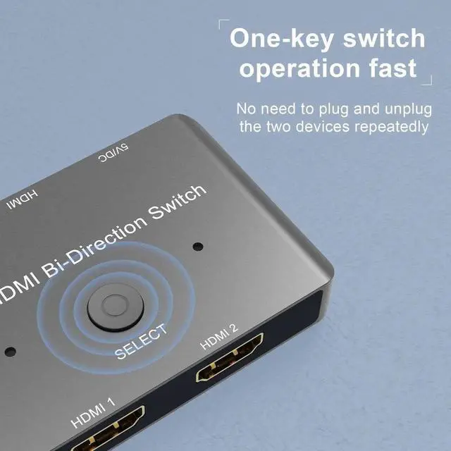 Alt view image 2 of 7 - Bi-Directional HDMI 2.1 Switch, 2 in 1 Out / 1 in 2 Out 8K@60Hz 4K@120Hz HDMI Switcher Selector, 48Gbps High Speed HDCP2.3 Compliant for PS4 PS5, Xbox Series X, Roku, UHD TV, Monitor, Projector