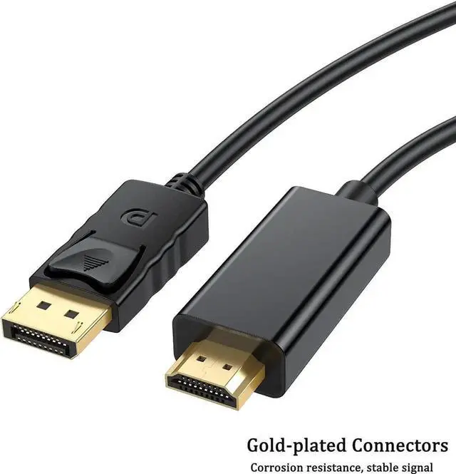 Alt view image 4 of 6 - WRIARICH 10FT DP to HDMI Male to Male Cable, DisplayPort to HDMI Adapter Cord Supports 1080P@60Hz Synchronized Audio & Video Compatible Monitor Desktop Laptop Projector HDTV