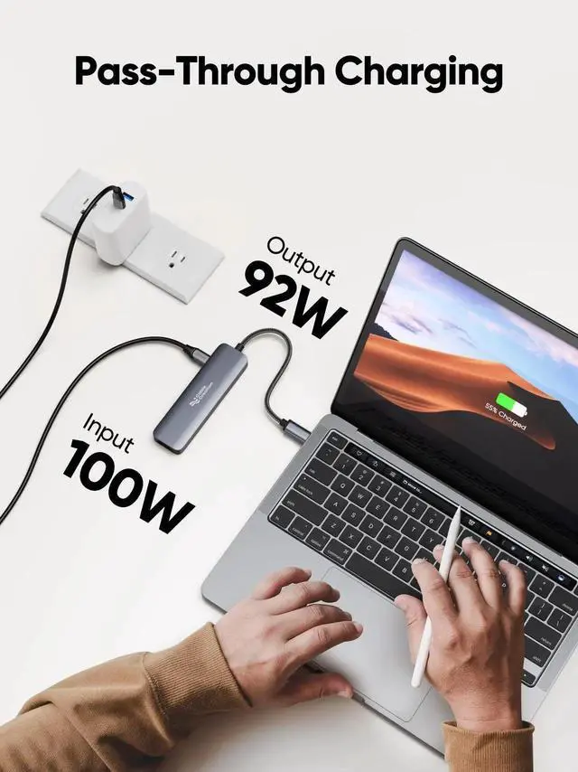 Alt view image 5 of 6 - WRIARICH CableCreation 5-in-1 USB C Multiport Hub Adapter, 4K HDMI Output, 100W PD Charging, 3×5Gbps USB 3.0 Ports, Portable USB C Dock for MacBook Pro/Air M1/M2, iPad Pro, Surface Pro, XPS