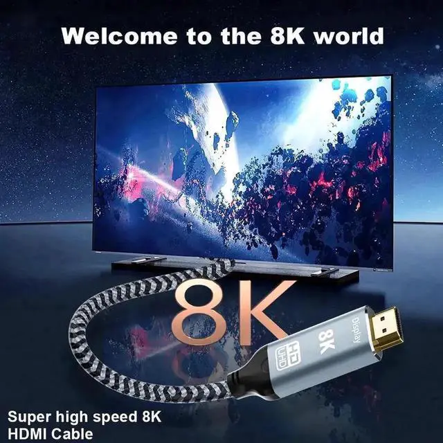 Alt view image 3 of 7 - WRIARICH 10FT USB-C to HDMI 2.1 Cable, Ultra High Speed Supports 8K@60Hz & 4K@240Hz, Thunderbolt 3/4 HDR HDCP 2.3 for MacBook iPad Pro Galaxy S23
