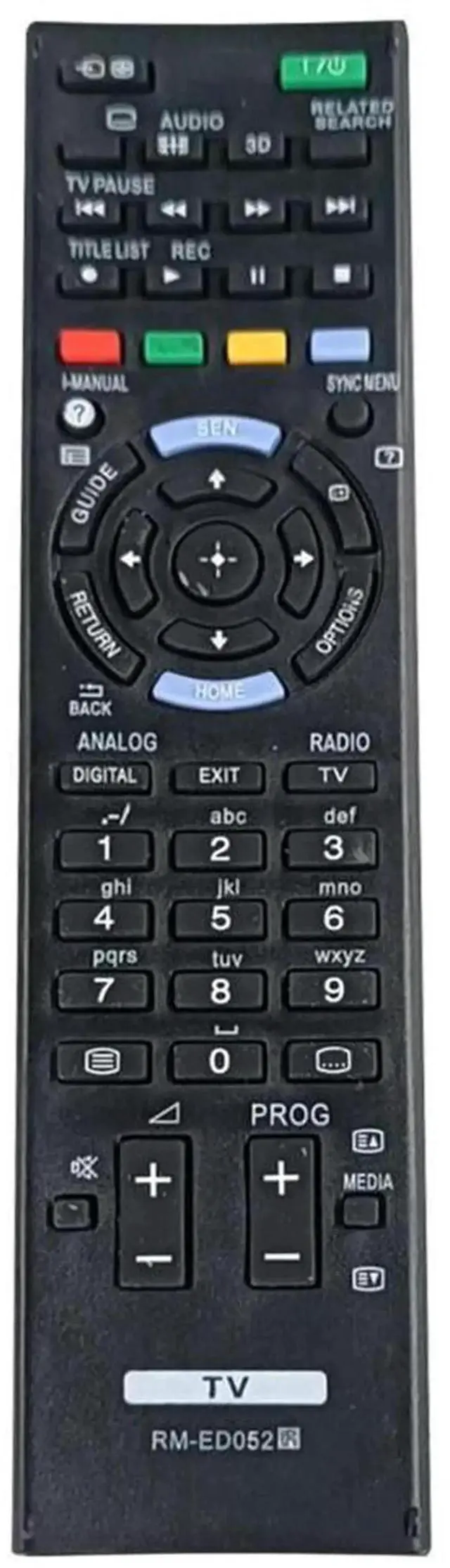 Main image of WRIARICH Black Wireless TV Remote Control Replacement, Battery Powered IR Controller Compatible with RM-GD005, RM-ED022, RM-ED036, Fit for Sony KDL-32EX402 LCD HDTV